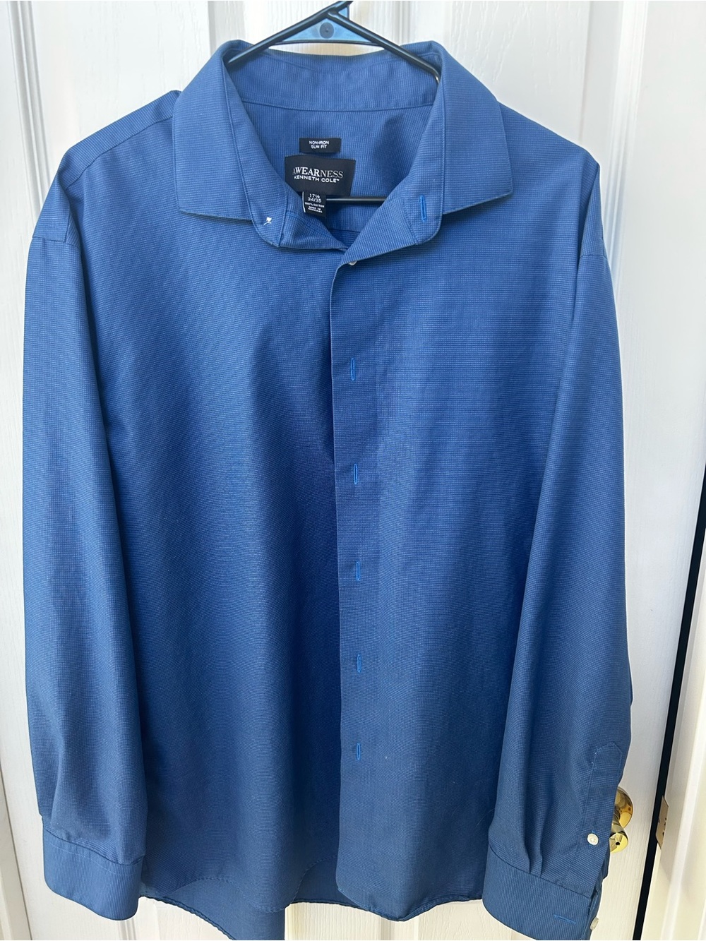 Kenneth Cole Navy Blue Long-Sleeve Dress Shirt